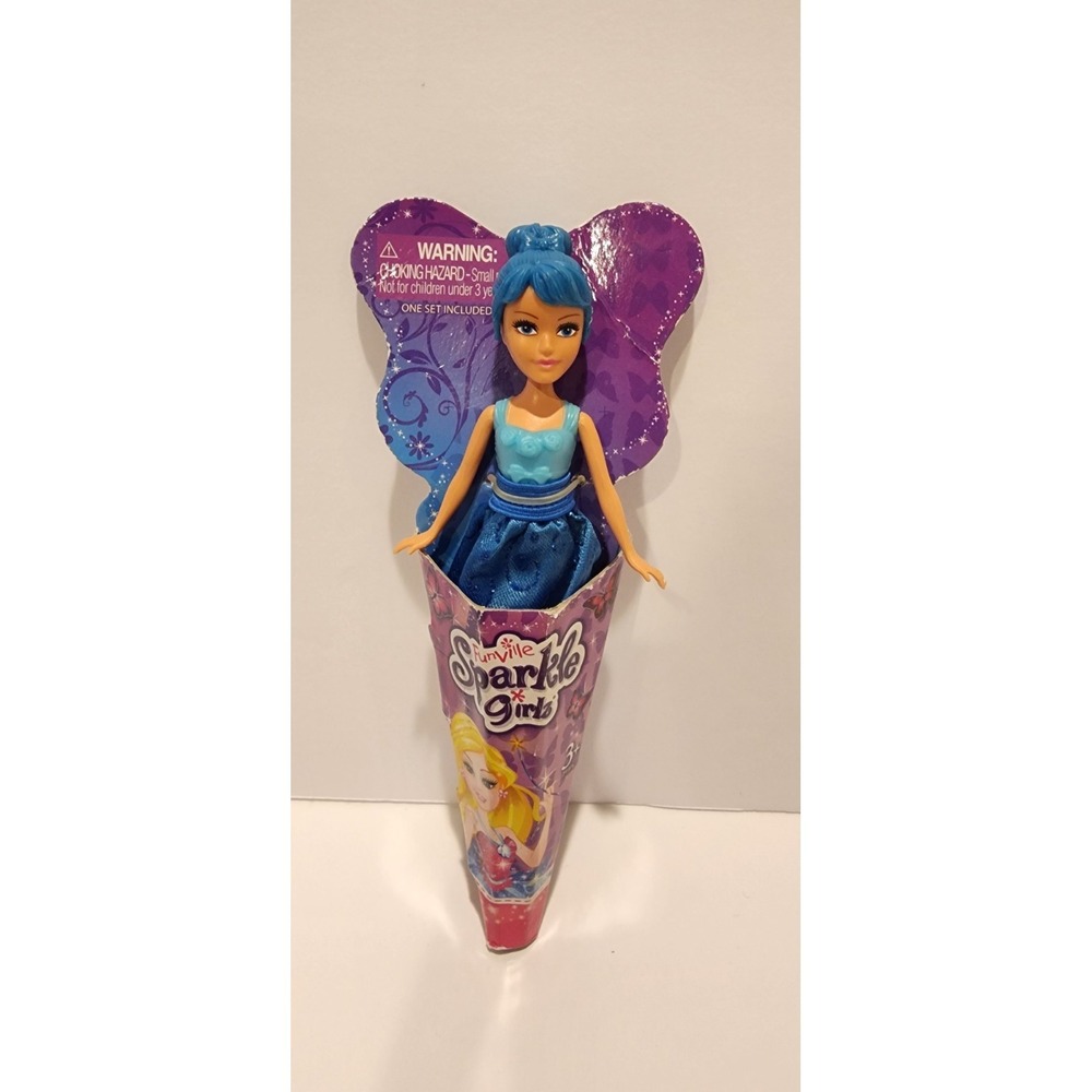Funville Sparkle‎ Girlz Blue Hair Fairy Doll Cone Package Mini Fantasy NIB